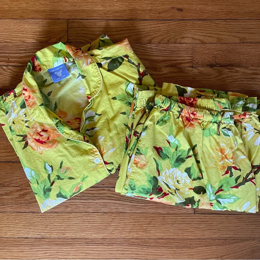 Pine Cone Hill chartreuse Floral Pajama Set